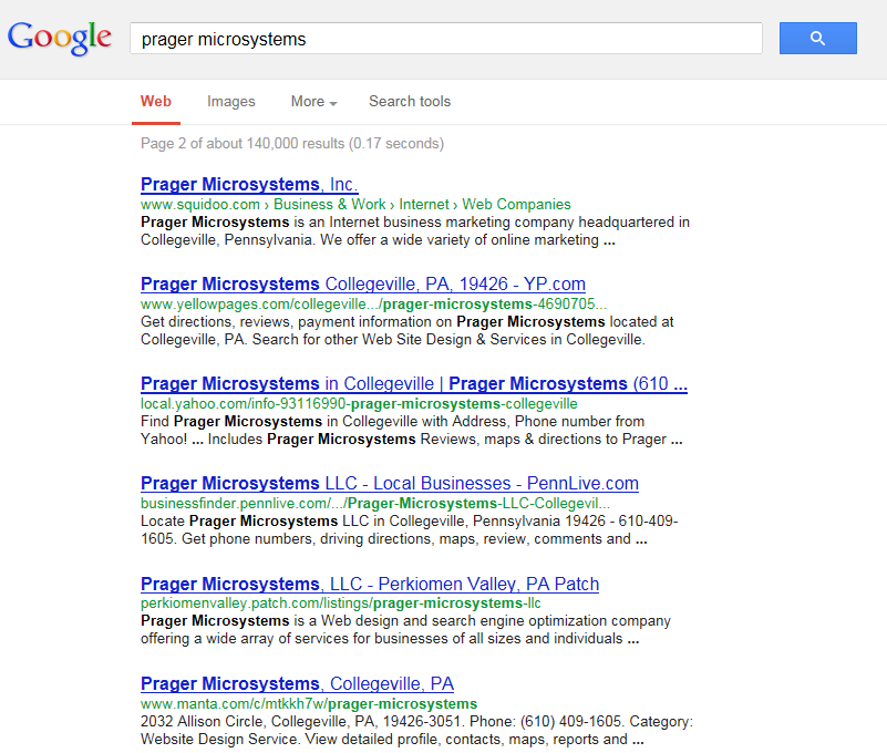 Results of Searching Prager Microsystems