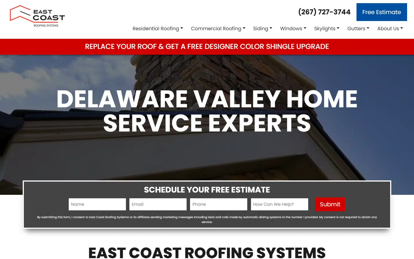 Placeholder for the East Coast Roofing website screenshot